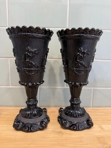 Vintage Black Glass Goblets - Gothic Goblets - French Antique Glass Goblets - Picture 1 of 15