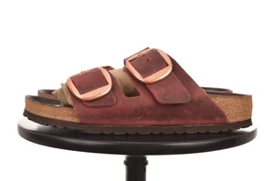 Sandalias Birkenstock Arizona Hebilla Grande Leoi Borgoña Cuero Nobuck Slides Talla 38 - Imagen 1 de 7