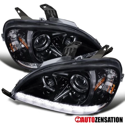 Fit 1998-2001 Benz W163 ML320 ML430 Glossy Black LED Strip Projector Headlights - Image 1 of 4