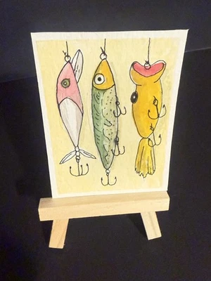 ACEO / Art Card/Miniature Painting/Original - Watercolor, ink Painting 2.5 x 3.5 - Image 1 of 2