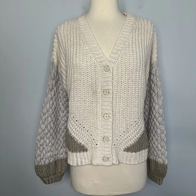 Splendid Margo V Neck Chunky Knit Cropped Cardigan Sweater Size XS - Image 1 of 4