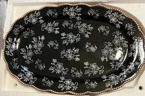 Temptations Floral Lace Tea Set Black&White NIB - Picture 1 of 9