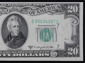 $20 1950D Gem CU Federal Reserve Note G95024287C twenty $, series D, Chicago G7 - Picture 1 of 3