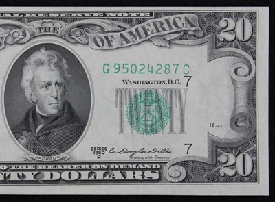 $20 1950D Gem CU Federal Reserve Note G95024287C twenty $, series D, Chicago G7 - Image 1 of 3