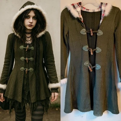Chaqueta tejida con ribete de piel Fairy Grunge talla S Dark Fairy Witchy Cottagecore Cabincore Foto 1 de 4