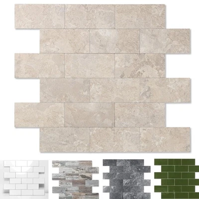 10-Pack Peel and Stick Tile Backsplash 12"X12" PVC Wall Tiles, Stick on Backs... - Image 1 of 4