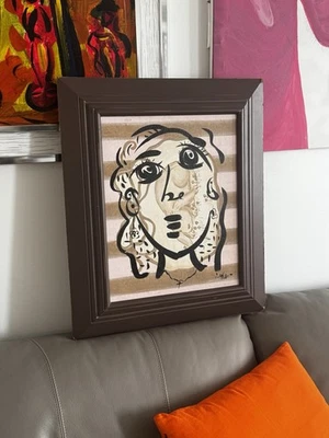 PETER KEIL - IMPRESIONANTE ACRÍLICO A BORDO - MARCO SÓLIDO VINTAGE 22”x26” Foto 1 de 4