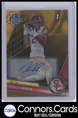 Makai Lemon Auto 2023 Bowman University Chrome #160 Prospect Gold Lava /50 - Image 1 of 2