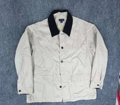 Abrigo de lona Lands End chaqueta de granero para hombre 2XL acolchado forrado cuello de pana Foto 1 de 4