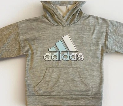 Adidas Niña Juvenil Talla 7 Adidas Logo Gris Rosa Azul Claro Capucha Bolsillo Canguro Foto 1 de 4