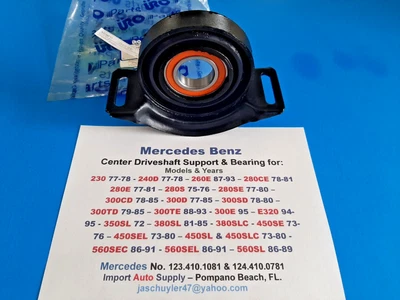 Soporte y cojinete central del eje de transmisión Mercedes Benz 230, 240D, 280,300, 450,560 + Foto 1 de 4