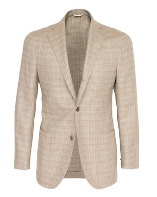 NUEVO CON ETIQUETAS EIDOS by ISAIA ABRIGO DEPORTIVO Chaqueta Beige Cielo Seda Lana Lujo Italia 48 - Imagen 1 de 4