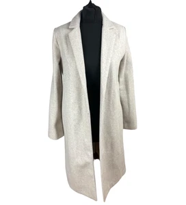 Zara Long Coat Open Front Jacket Women’s UK Size XS Collared Beige - Picture 1 of 7