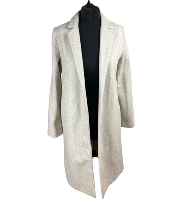 Zara Long Coat Open Front Jacket Women’s UK Size XS Collared Beige - Image 1 of 4