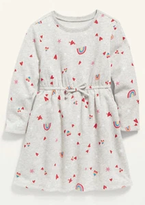 Old Navy Toddler Fit & Flare Rainbow Hearts Fleece Dress Size 3T or 4T - Picture 1 of 1