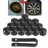 20pcs 17mm Car Wheel Black Plastic Nut Cover Bolt Cap Universal Locking+Tool