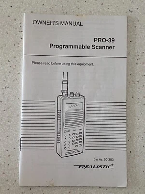 Realistic 20-303 PRO-39 Programmable Scanner Owner's Manual - Image 1 of 2