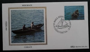 1982 Ireland Silk Benham Irish Boats FDC ties 22p Currach stamp cd Dublin - Picture 1 of 3