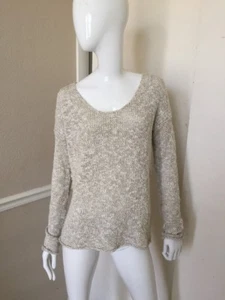 Lily Aldridge for Velvet NEW! Beige Marled Linen/Viscose/Cotton Knit Sweater M - Picture 1 of 7