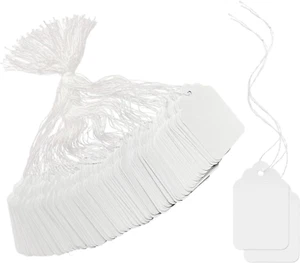 200Pcs White Lace Price Tags - Writable Display Tags with Hanging String, Ideal - Picture 1 of 12