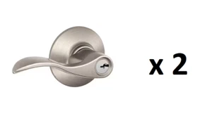 *LOTTO DI 2* Maniglia per porta d'ingresso con chiave in nichel satinato accento Schlage (F51A ACC 619) - Foto 1 di 3
