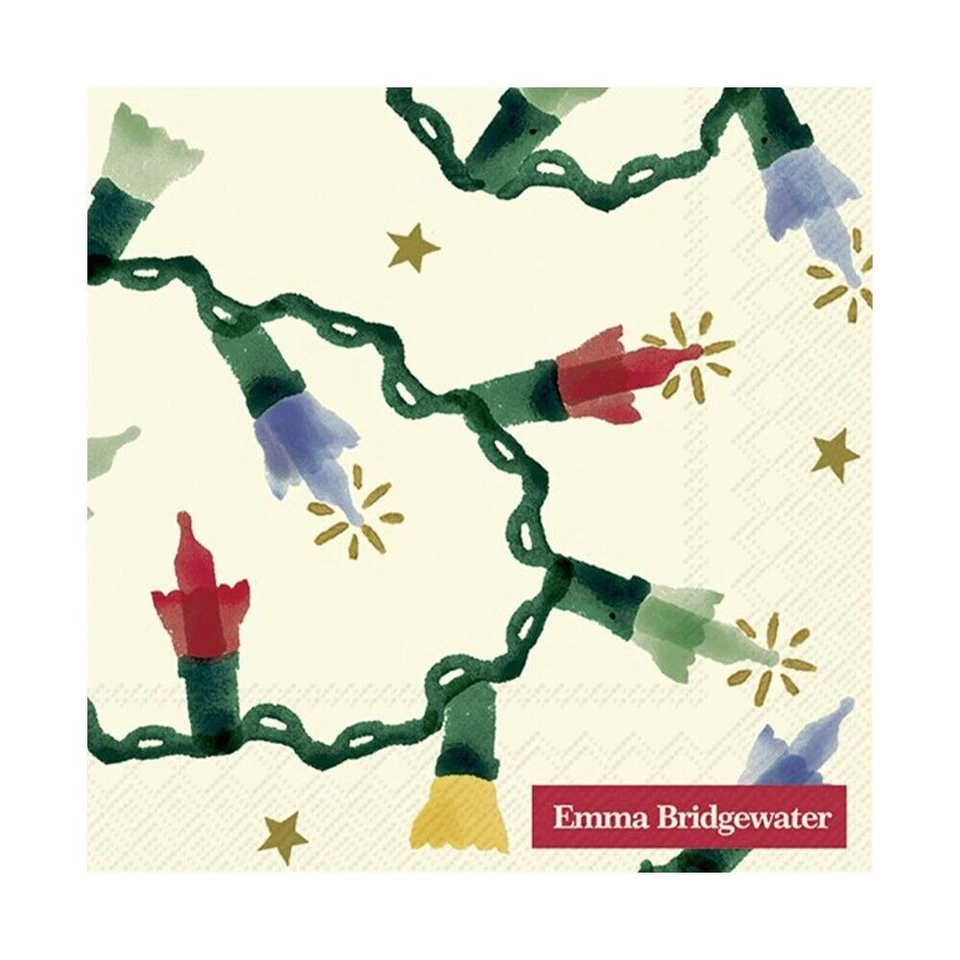 Emma Bridgewater Fairy Lights Cream Christmas IHR Paper Cocktail Napkin 25 cm