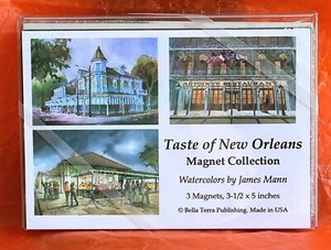 Colección de regalo de imanes de nevera Taste of New Orleans. Arte de 3 restaurantes famosos - Imagen 1 de 6