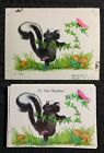 Birthday Dancing Skunk W/ Buttefly 7.5X6" Greeting Card Art #7038 W/ 14 Cards