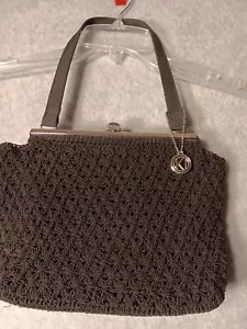 Kathy Ireland Crochet Black Lattice Purse Vintage Evening Bag Made in China - Picture 1 of 9