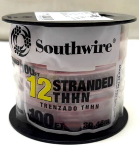 Southwire THHN Filo da costruzione rosso, 12 AWG, 100 piedi (22966684) - Foto 1 di 3