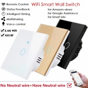 For Tuya Smart Wifi Touch Panel Light Switch NO Neutral Wire Required 1/2 Gang # - Picture 1 of 21