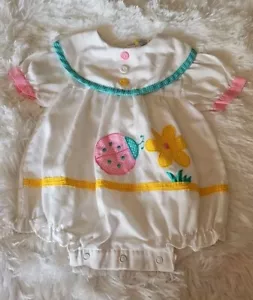 Vintage Mayfair Kids Girls Size 6/9M Ladybug Flower Bubble Romper - Picture 1 of 7