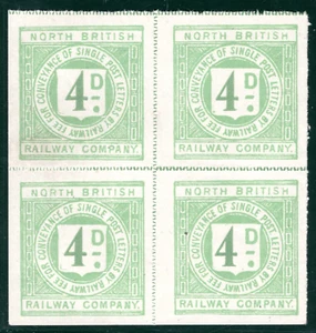 GB Scotland NBR Railway Letter Stamp 4d BLOCK{4} NORTH BRITISH Mint MM RSB149 - Picture 1 of 6