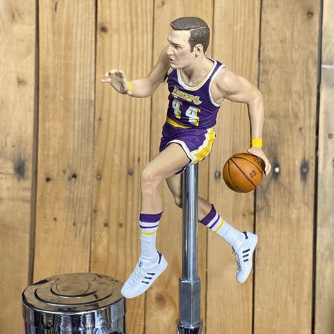 LOS ANGELES LAKERS Beer Keg TAP HANDLE Jerry West NBA Purple Jersey LA Cover