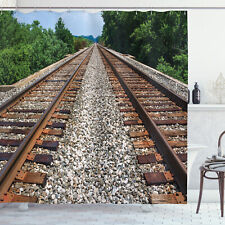 Train Track Shower Curtain Parallel Railroad Photo