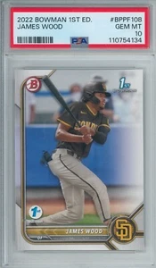 Bowman 2022 1a edizione James Wood RC ROOKIE PSA 10 GEM MINT GRADO FRESCO - Foto 1 di 2