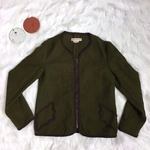 Michael Kors Italy Collection Jacket Blazer Womens 4 Green Zip Up Wool Cashmere - Picture 1 of 4