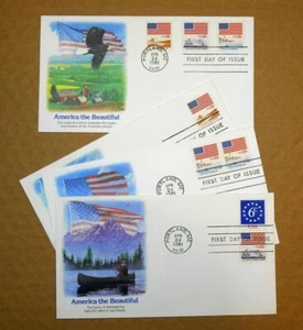 1981 America The Beautiful flag Patriotic Song FDCs Sc 1890-1893 Fleetwood - Picture 1 of 3