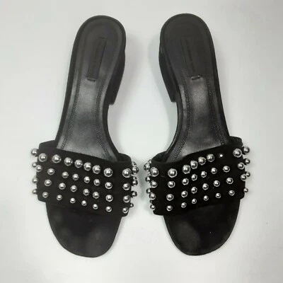 Zapatillas planas Alexander Wang para mujer con tachuelas talla 8,5 gamuza negra  Foto 1 de 4
