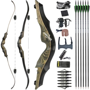 62" Takedown Recurve Bow 20-60lbs Limbs Archery American Hunting Target Shooting - Picture 1 of 14