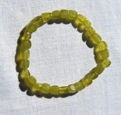 Handmade Stretch Bracelet - Peridot Rectangle Beads - 5mm x 8mm - Good Cheer - Image 1 of 2