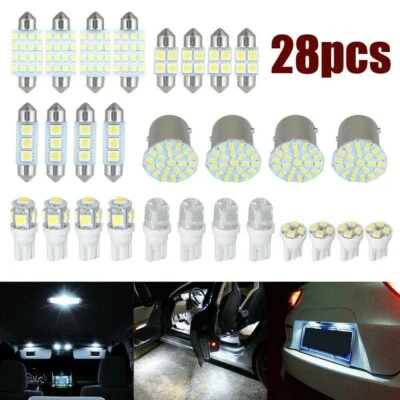 28x LED Lights Interior Package Kit For Dome License Plate Lamp bulbs Pure white - Image 1 of 4