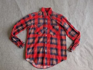 Vintage Stier Flanellhemd Erwachsene klein rot blau kariert Holzfäller Baumwolle - Bild 1 von 11