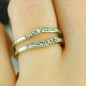 Round Cut Diamond Eternity Engagement Band Ring 14K White Gold Over Size N - Picture 1 of 5