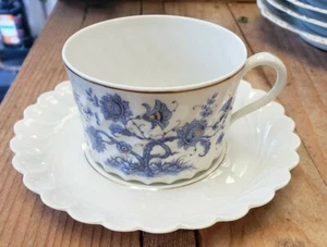 Antique Limoges Haviland Scallop Blue Swirl Cup & Saucer France - Picture 1 of 7