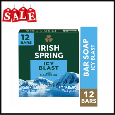 Irish Spring Icy Blast Bar Soap for Men, Mens Bar Soap, 3.7 oz Soap Bar, 12 PK - Image 1 of 4