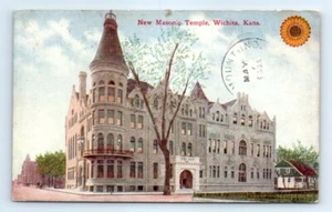 Postkarte KS 1911 Wichita neuer Freimaurertempel K7 - Bild 1 von 2