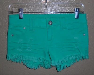 Shorts jeans azul asfalto júnior 1 pavão algodão bainha desgastada botão mosca novo com etiquetas - Imagem 1 de 4