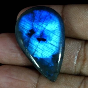 Free Ship~Natural Blue Flash Madagascan LABRADORITE Pear Cabochon 48.80 Cts - Picture 1 of 9