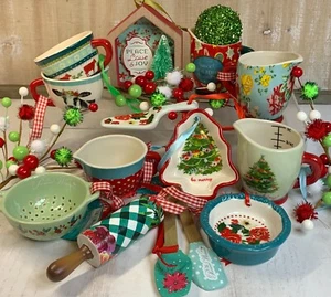 Pioneer Woman Christmas Ornament Batter Bowl Measuring Cup Rolling Pin NEW READ - Picture 1 of 40